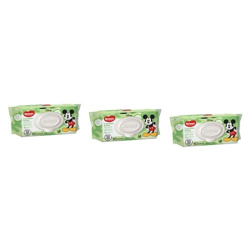 Huggies Thick & Soft Baby Wipes Cucumber & Aloe Vera 80 Pack Bundle of 3