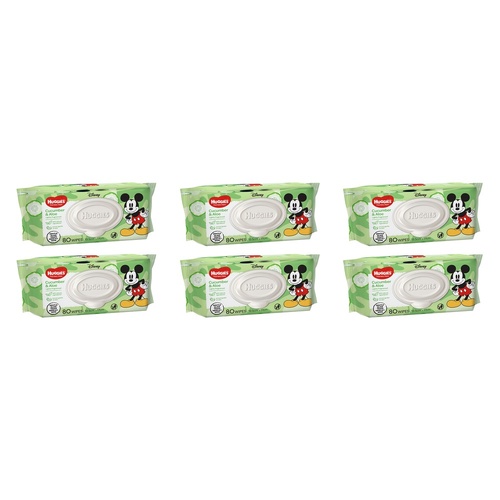 Huggies Thick & Soft Baby Wipes Cucumber & Aloe Vera 80 Pack Bundle of 6