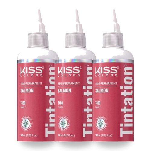 Kiss Tintation Semi-Permanent Hair Colour with Aloe Vera 148ml Salmon T460 Pack of 3