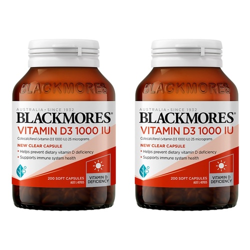 Blackmores Vitamin D3 1000 IU 200 Capsules Pack of 2