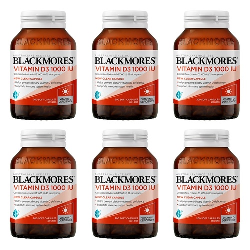 Blackmores Vitamin D3 1000 IU 200 Capsules Pack of 6
