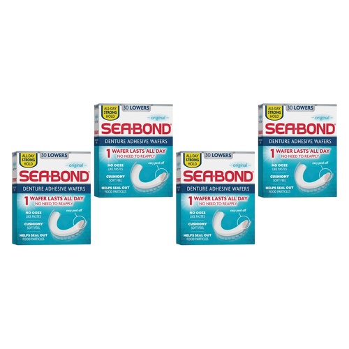 Sea Bond Original Lowers Denture Adhesive Wafers 30 Pack Bundle of 4