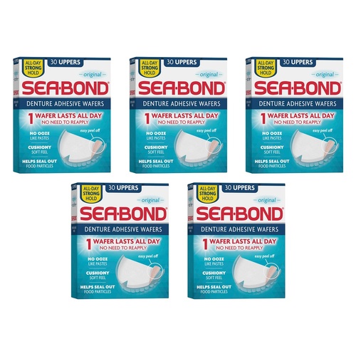 Sea Bond Original Uppers Denture Adhesive Wafers 30 Pack Bundle of 5