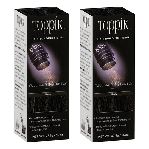 Toppik Hair Building Fibres Black 27.5g Pack of 2