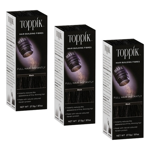Toppik Hair Building Fibres Black 27.5g Pack of 3