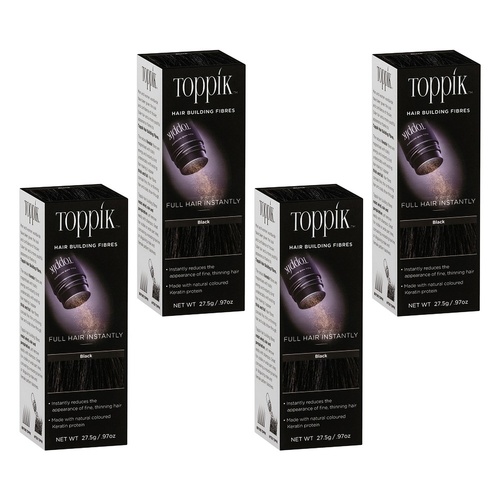 Toppik Hair Building Fibres Black 27.5g Pack of 4