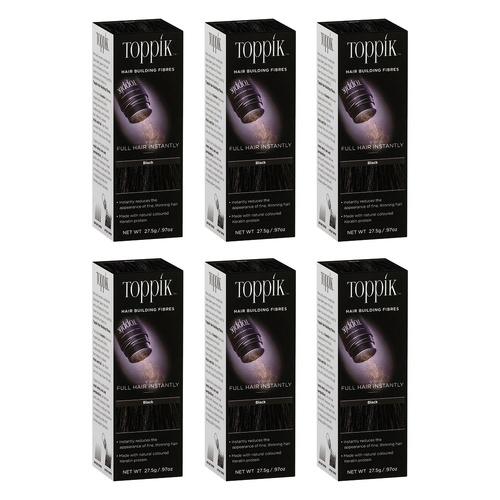 Toppik Hair Building Fibres Black 27.5g Pack of 6