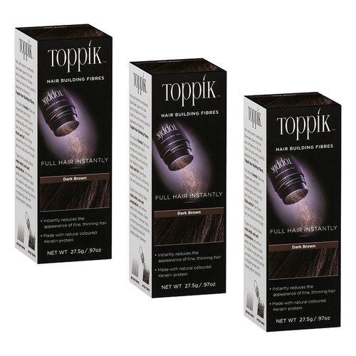 Toppik Hair Building Fibres Dark Brown 27.5g Pack of 3
