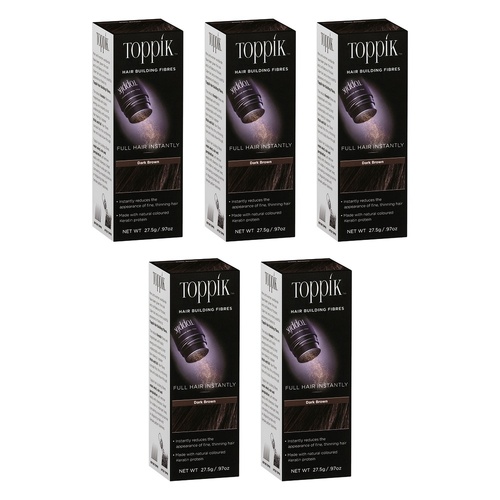 Toppik Hair Building Fibres Dark Brown 27.5g Pack of 5
