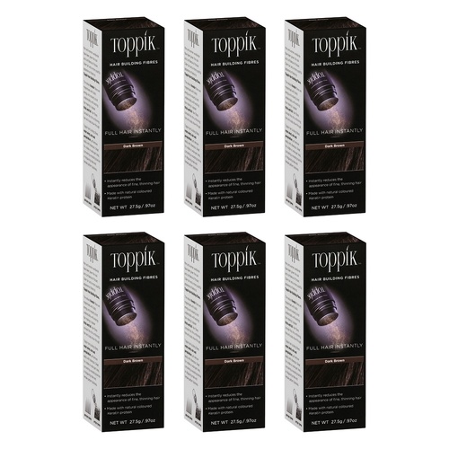 Toppik Hair Building Fibres Dark Brown 27.5g Pack of 6