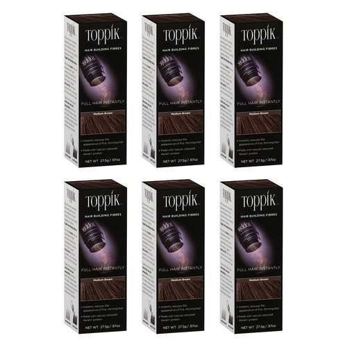Toppik Hair Building Fibres Medium Brown 27.5g Pack of 6