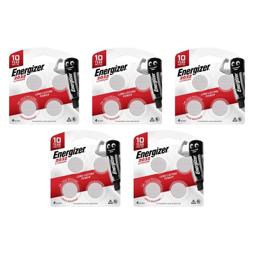 Energizer 2032 Lithium Coin Batteries 4 Pack Bundle of 5