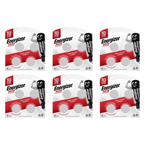 Energizer 2032 Lithium Coin Batteries 4 Pack Bundle of 6