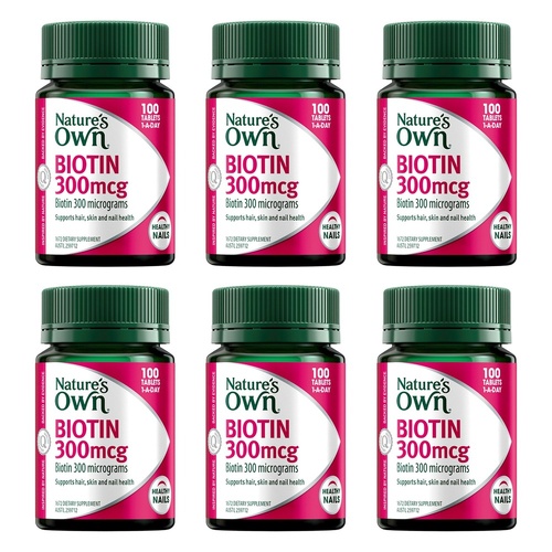 Nature's Own Biotin 300mcg 100 Tablets Pack of 6