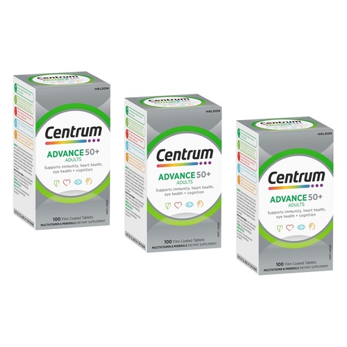 Centrum Advance 50+ Adults 100 Tablets Pack of 3
