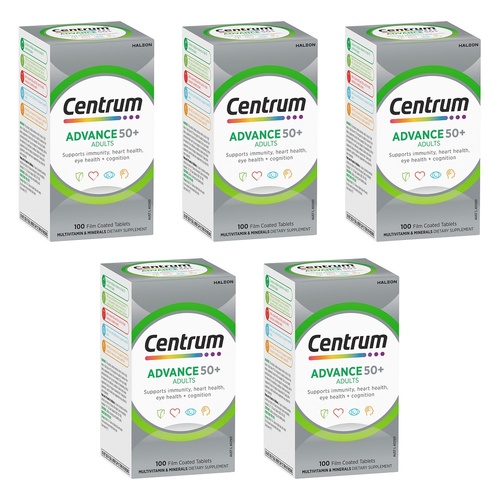 Centrum Advance 50+ Adults 100 Tablets Pack of 5