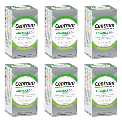 Centrum Advance 50+ Adults 100 Tablets Pack of 6