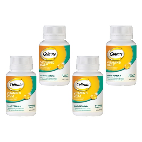 Caltrate Vitamin D Daily 60 Capsules Pack of 4