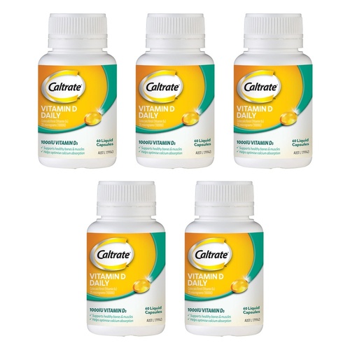 Caltrate Vitamin D Daily 60 Capsules Pack of 5