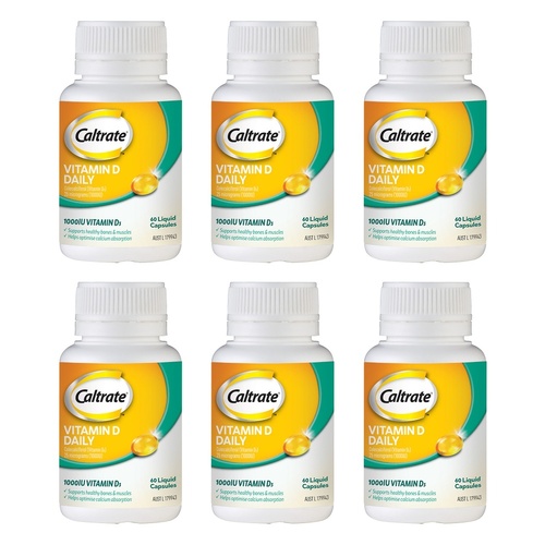 Caltrate Vitamin D Daily 60 Capsules Pack of 6