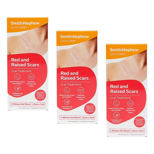 Cica-Care Scar Treatment Silicone Gel Sheet 12cm x 3cm Pack of 3