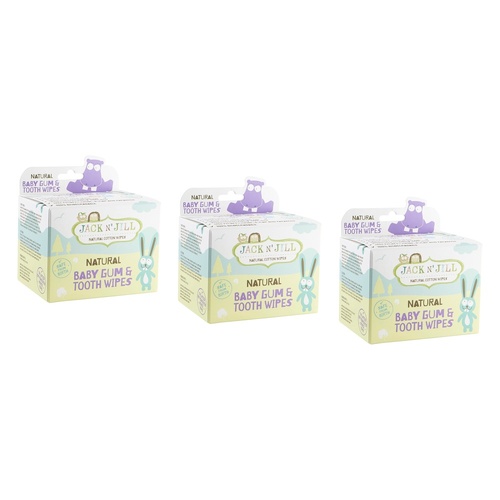 Jack N' Jill Tooth & Gum Wipes, Xylitol Infused, 25 Wipes Pack of 3