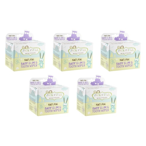 Jack N' Jill Tooth & Gum Wipes, Xylitol Infused, 25 Wipes Pack of 5