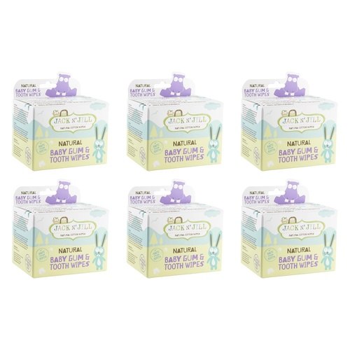 Jack N' Jill Tooth & Gum Wipes, Xylitol Infused, 25 Wipes Pack of 6