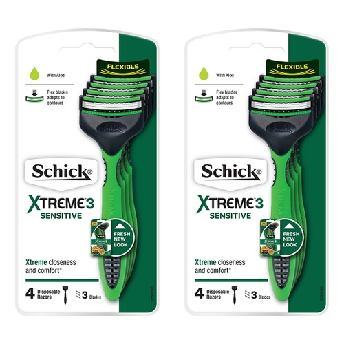 Schick Xtreme 3 Sensitive Disposable Razor 4 Pack x 6 Bundle of 2