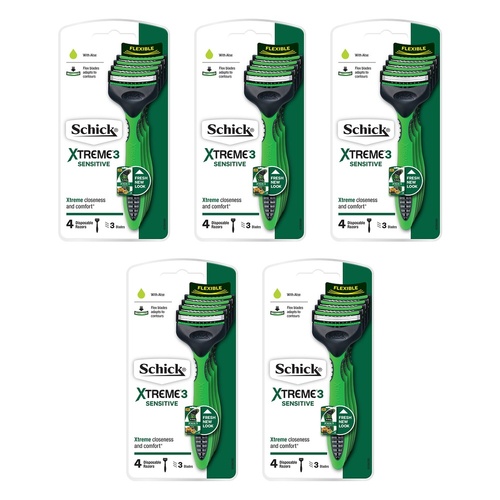 Schick Xtreme 3 Sensitive Disposable Razor 4 Pack x 6 Bundle of 5