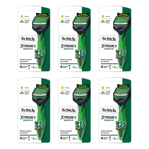 Schick Xtreme 3 Sensitive Disposable Razor 4 Pack x 6 Bundle of 6