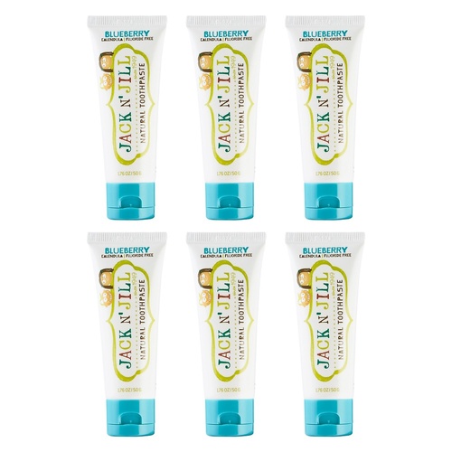 Jack N' Jill Natural Blueberry Fluoride Free Toothpaste 50g Pack of 6