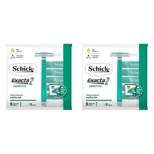Schick Exacta2 Sensitive Disposable Razors 5 Pack Bundle of 2