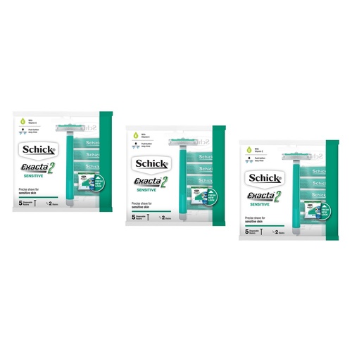Schick Exacta2 Sensitive Disposable Razors 5 Pack Bundle of 3