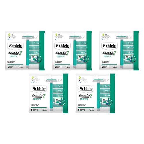 Schick Exacta2 Sensitive Disposable Razors 5 Pack Bundle of 5