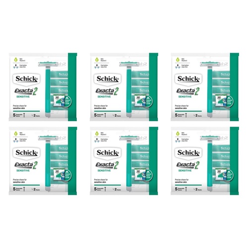 Schick Exacta2 Sensitive Disposable Razors 5 Pack Bundle of 6