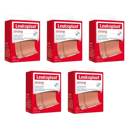 Leuko Leukoplast Strong First Aid Dressing 6cm x 1m Roll Pack of 5