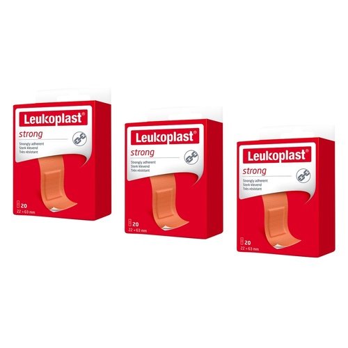 Leuko Leukoplast Strong First Aid Dressing 22mm x 63mm 20 Pack Bundle of 3