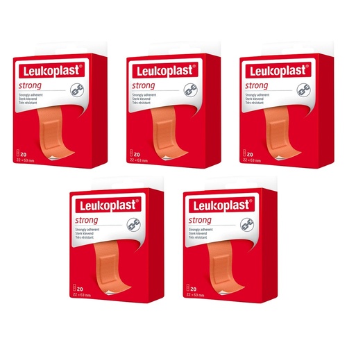Leuko Leukoplast Strong First Aid Dressing 22mm x 63mm 20 Pack Bundle of 5