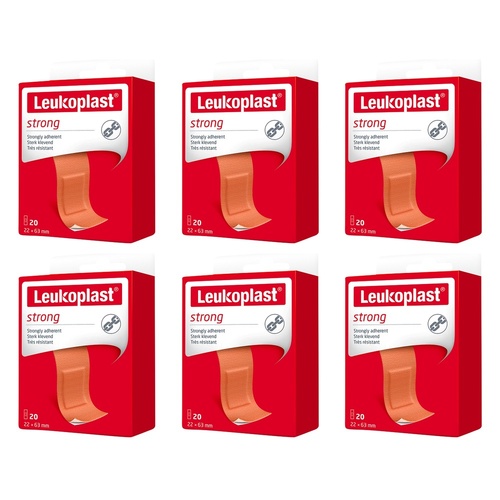 Leuko Leukoplast Strong First Aid Dressing 22mm x 63mm 20 Pack Bundle of 6