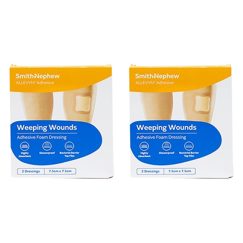 Allevyn Adhesive Foam Dressing 7.5cm x 7.5cm 2 Pack Bundle of 2