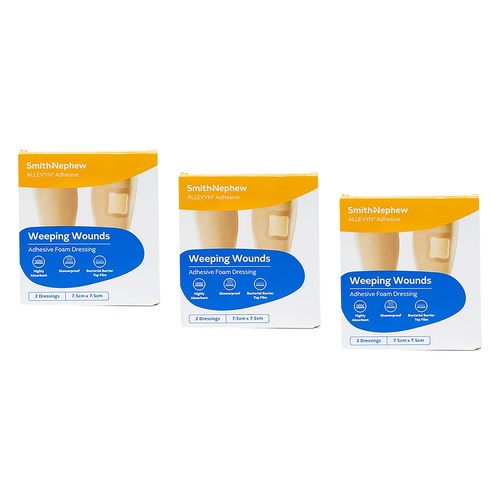 Allevyn Adhesive Foam Dressing 7.5cm x 7.5cm 2 Pack Bundle of 3
