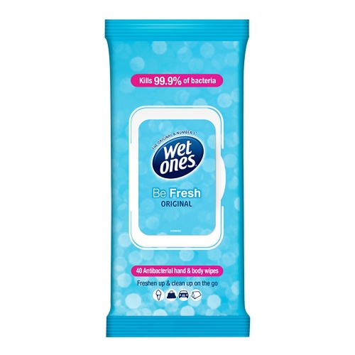 Wet Ones Be Fresh Original Antibacterial Hand & Body Wipes 40 Wipes
