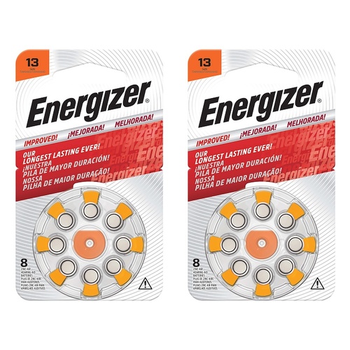 Energizer Hearing Aid Batteries AZ13 Turn & Lock 8 Pack Bundle of 2