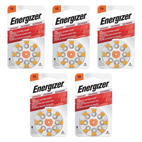 Energizer Hearing Aid Batteries AZ13 Turn & Lock 8 Pack Bundle of 5