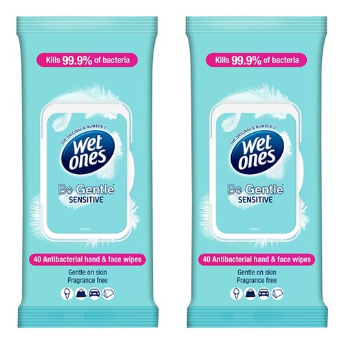 Wet Ones Be Gentle Hand & Face Wipes 40 Wipes Pack of 2