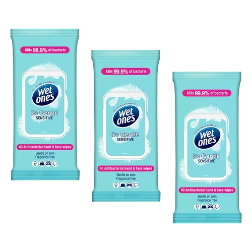 Wet Ones Be Gentle Hand & Face Wipes 40 Wipes Pack of 3