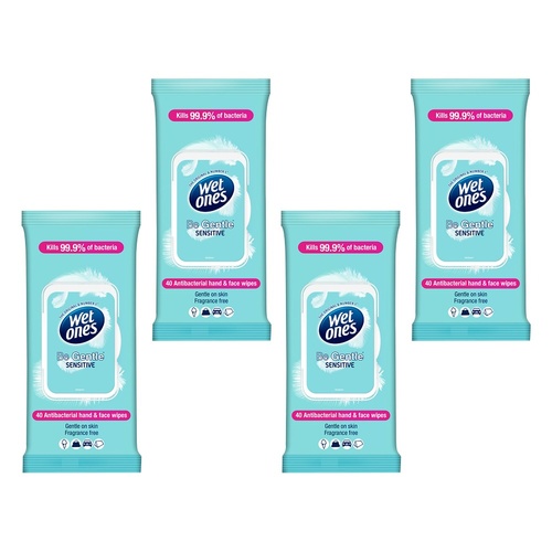 Wet Ones Be Gentle Hand & Face Wipes 40 Wipes Pack of 4
