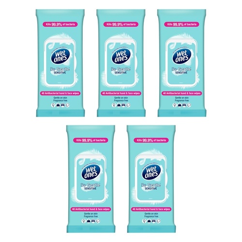 Wet Ones Be Gentle Hand & Face Wipes 40 Wipes Pack of 5