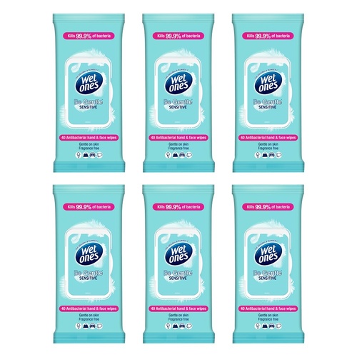 Wet Ones Be Gentle Hand & Face Wipes 40 Wipes Pack of 6